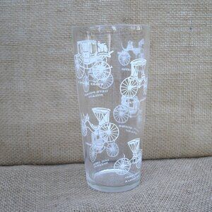 Vintage Horse Carriage Styles Tumbler High Ball Glass